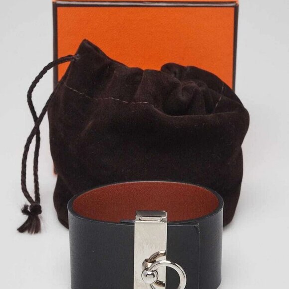 Hermes Black Leather Palladium Plated Swift Leather Palladium Plated Reversib... - Picture 2 of 7